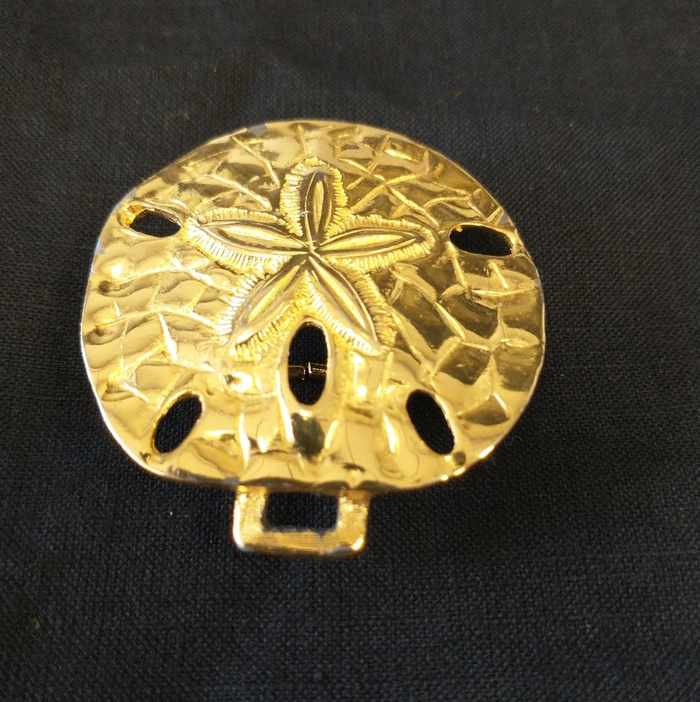 Vintage Dotty Smith Sand Dollar Gold Tone Belt Buckle ONLY ONE Replacement Retro